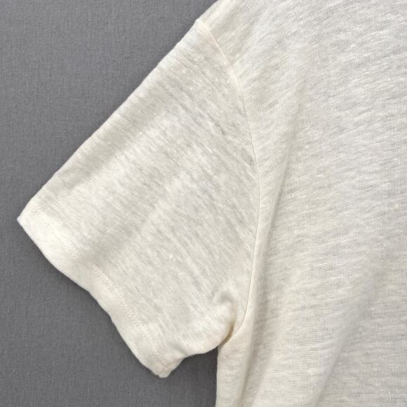 ENZA COSTA Linen Knit Tee Womens Medium Cream Loose Slouchy Relaxed Crew Top - Picture 8 of 13